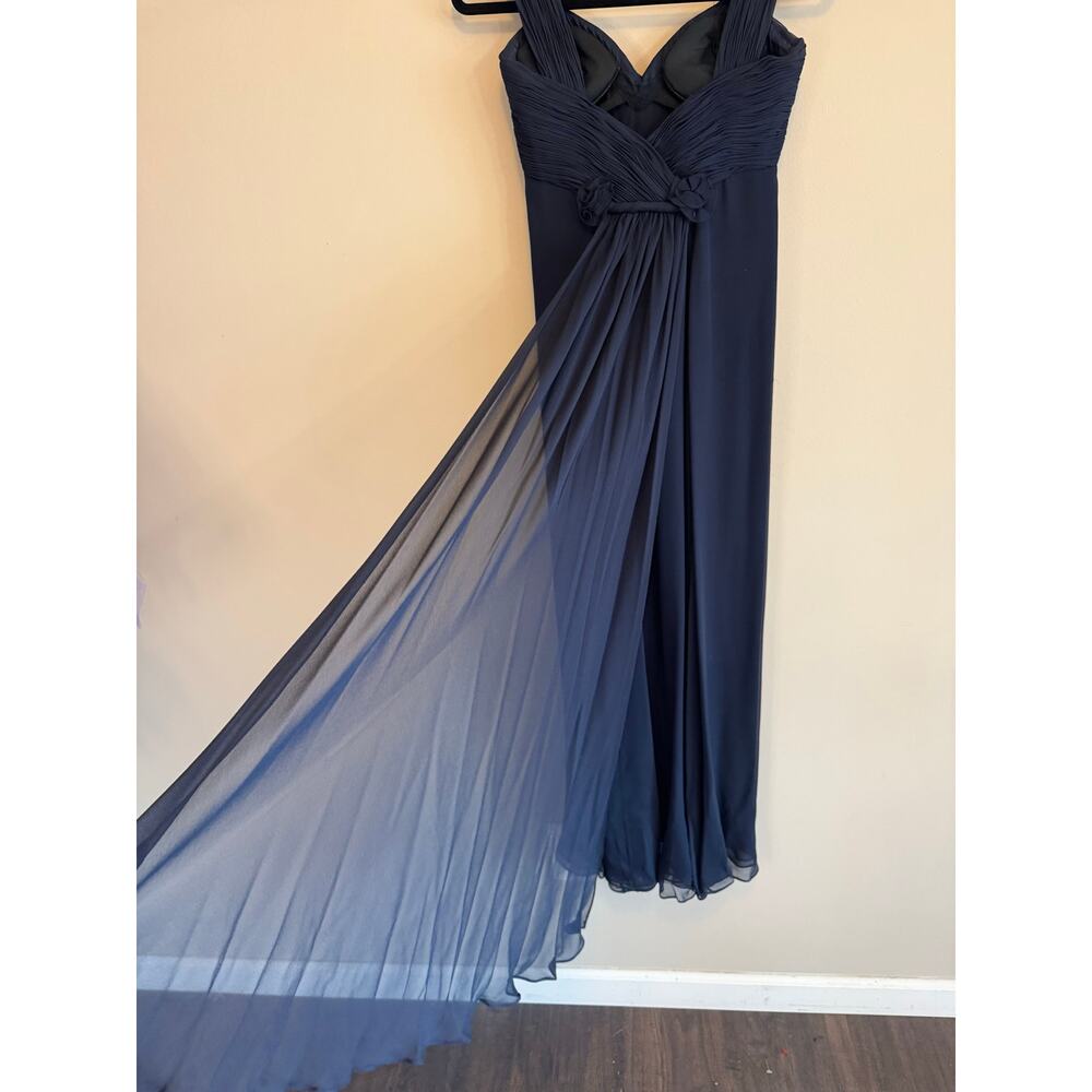OSCAR DE LA RENTA Designer Midnight Blue Formal Gown & Shawl Set - Size 4 - Picture 9 of 15
